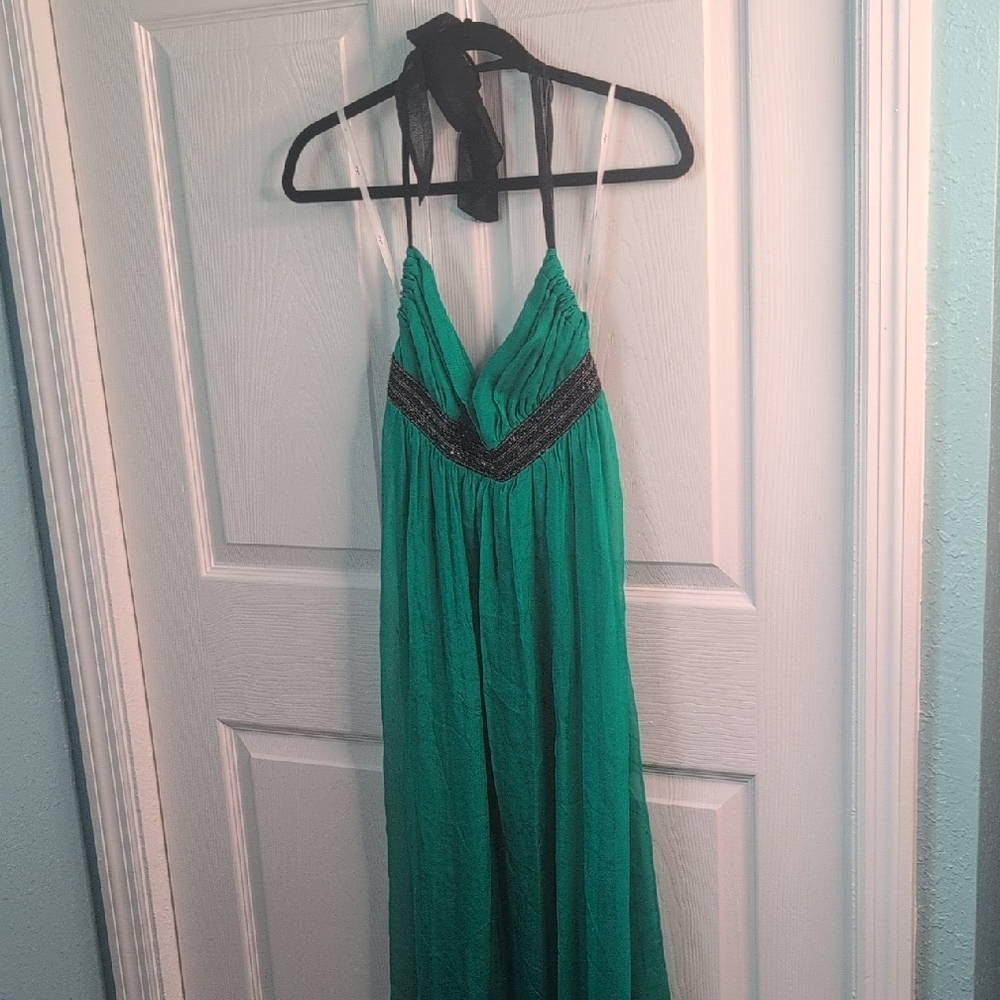 Elegant Green Halter Dress